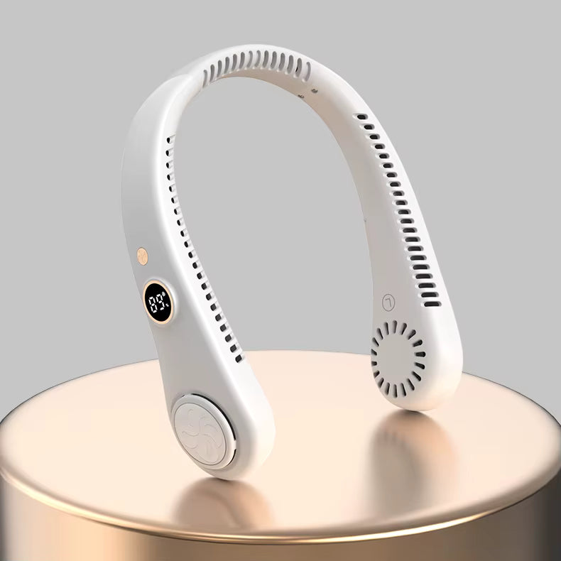 Wireless neck hanging cooling fanwith digital display